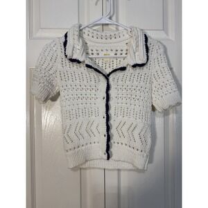 Mauve Anthro White Button Up Sweater Size XXS